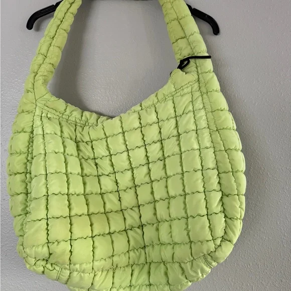 FREE PEOPLE MOVEMENT Quilted Tote / Hobo Bag Pale Neon Green Y2K Athleisure Core - Picture 5 of 7